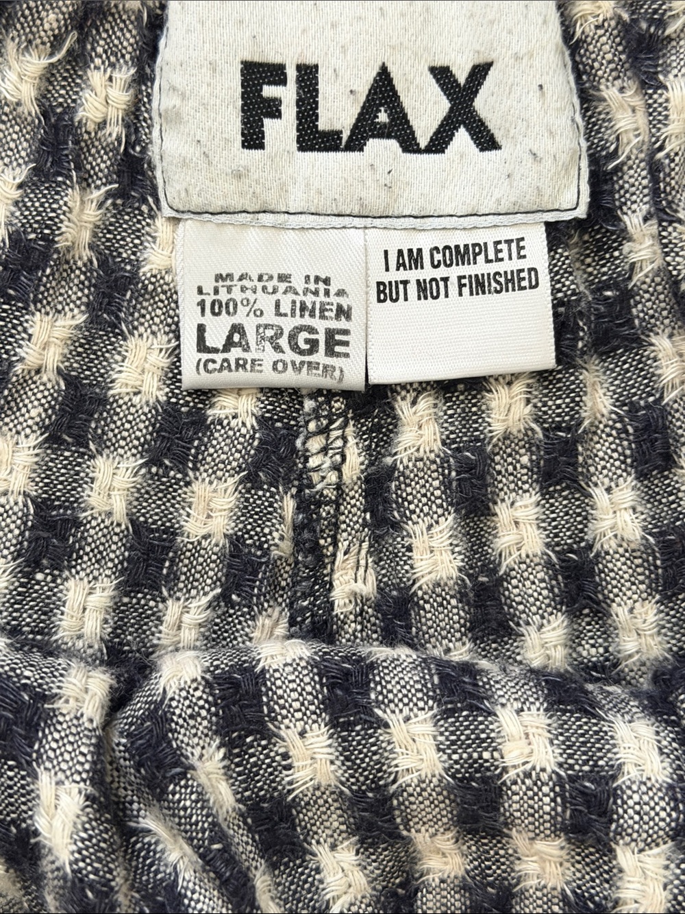Flax Sz L Black and White Gingham Wide-Leg Pants - Picture 6 of 14